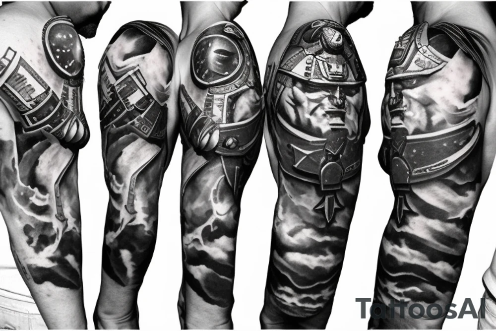 grey knight spacemarine with plasmagun tattoo idea