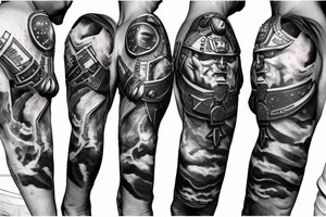 grey knight spacemarine with plasmagun tattoo idea