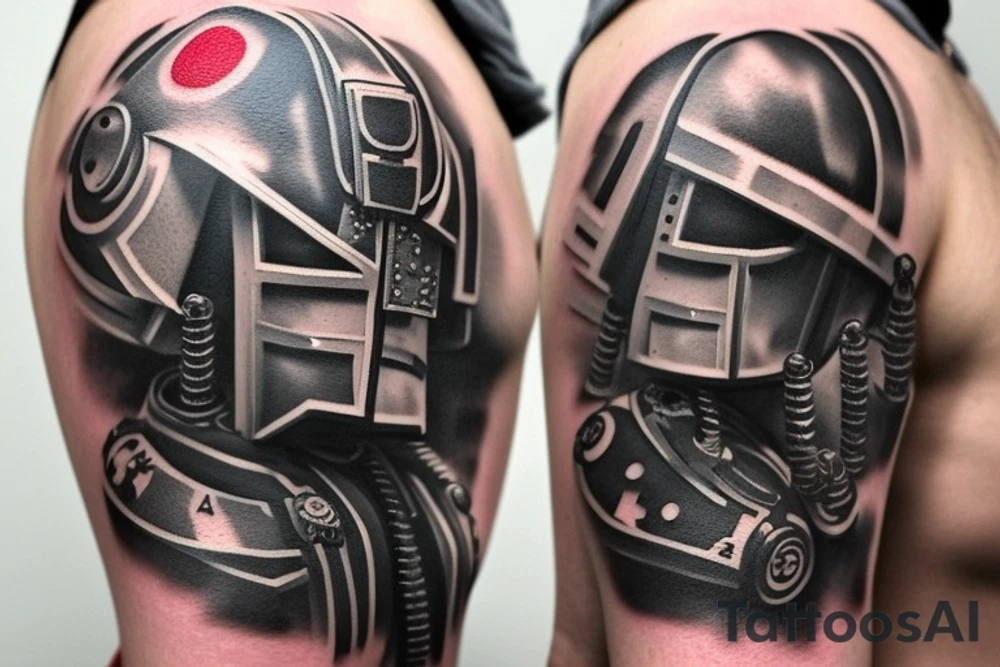 grey knight spacemarine with plasmagun tattoo idea