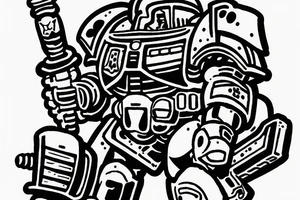 grey knight spacemarine with plasmagun tattoo idea