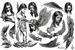 an angel disassembles a kalashnikov tattoo idea