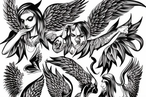 angel and demon in 1 man tattoo idea