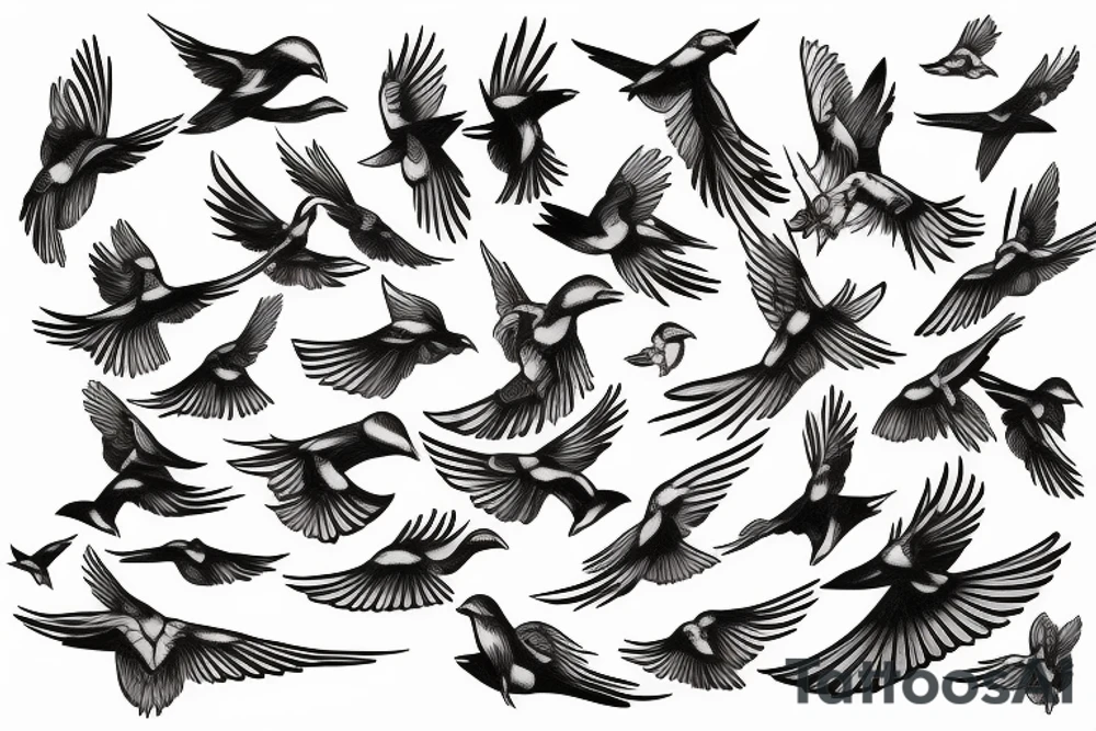 Flying birds tattoo idea