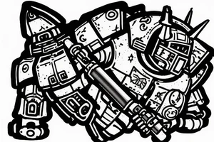 grey knight spacemarine with plasmagun tattoo idea