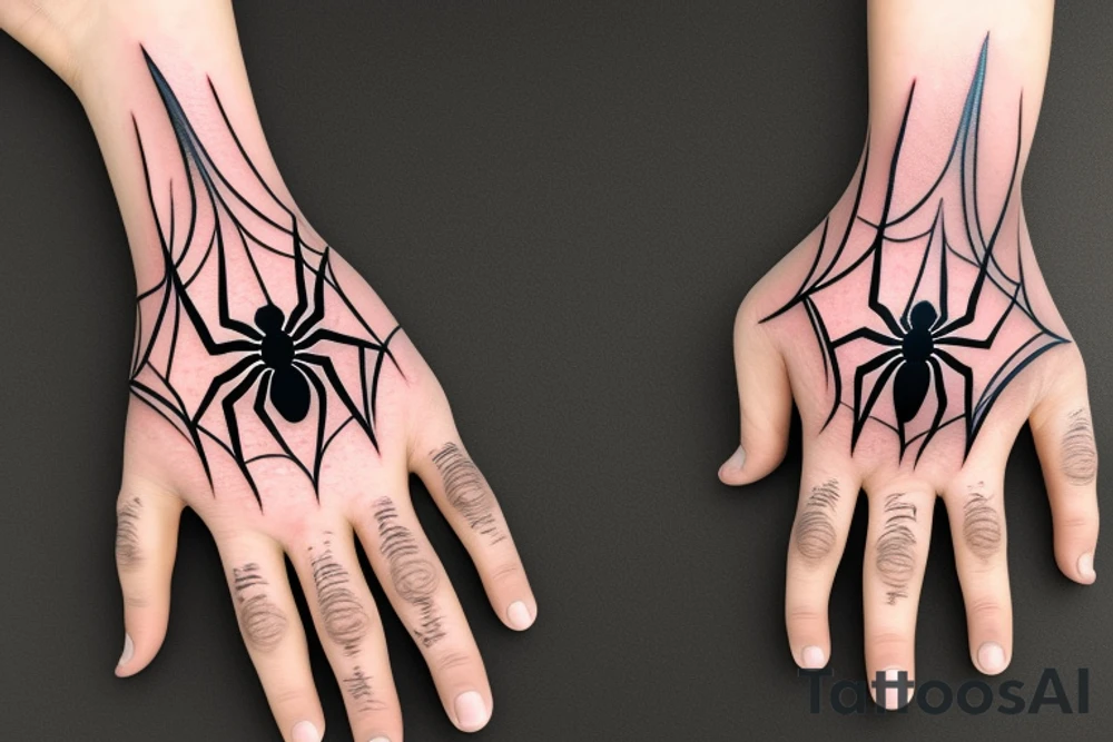 Spider wrapped around the hand tattoo idea