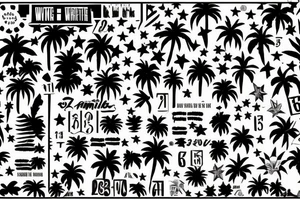 23 roman number, 
Writing Details Matter, writing La Familia, stars, palms
 Trees tattoo idea