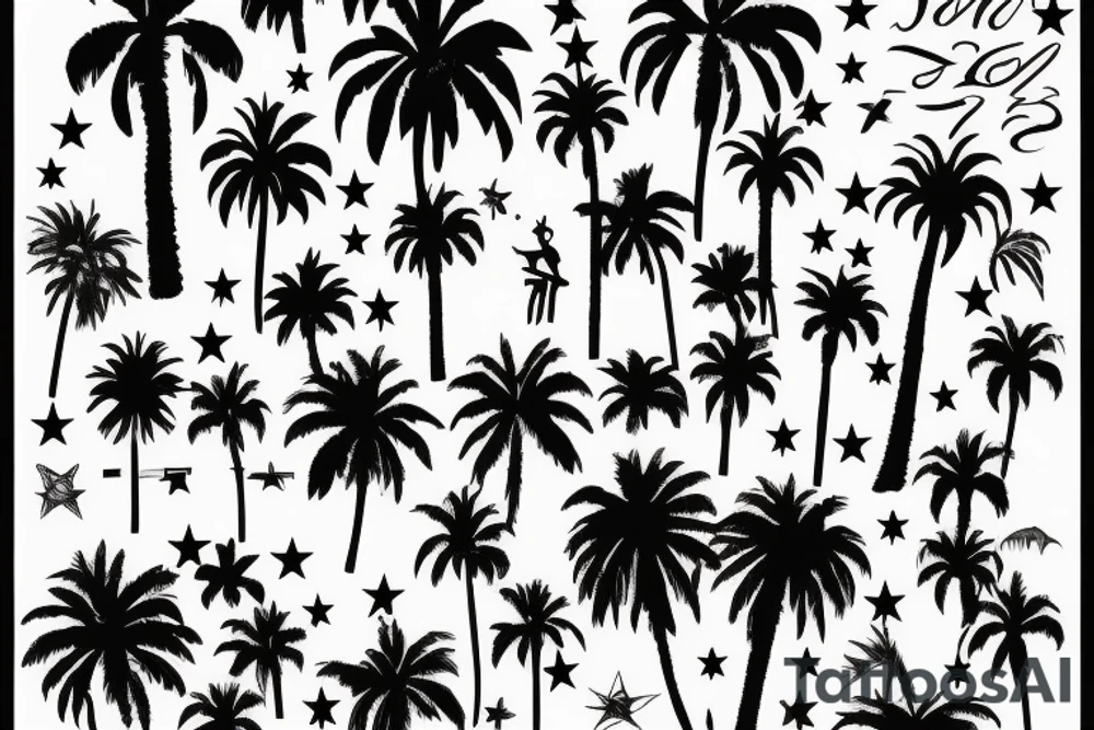 23 roman number,
Writing Details Matter, writing La Familia, stars, palms
Trees tattoo idea