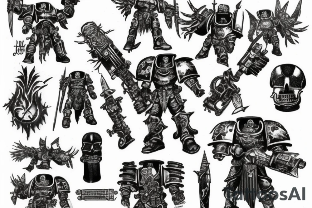 capellan of grey knights with plasmagun, warhammer 40000 tattoo idea