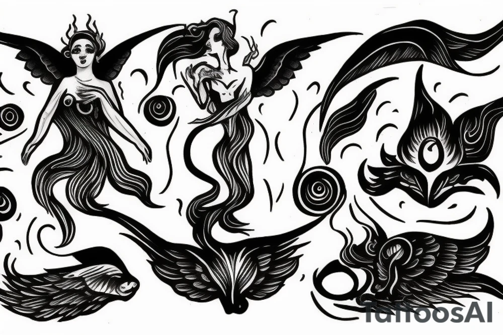 goddess burning sinners with flames tattoo idea