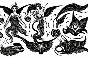 goddess burning sinners with flames tattoo idea