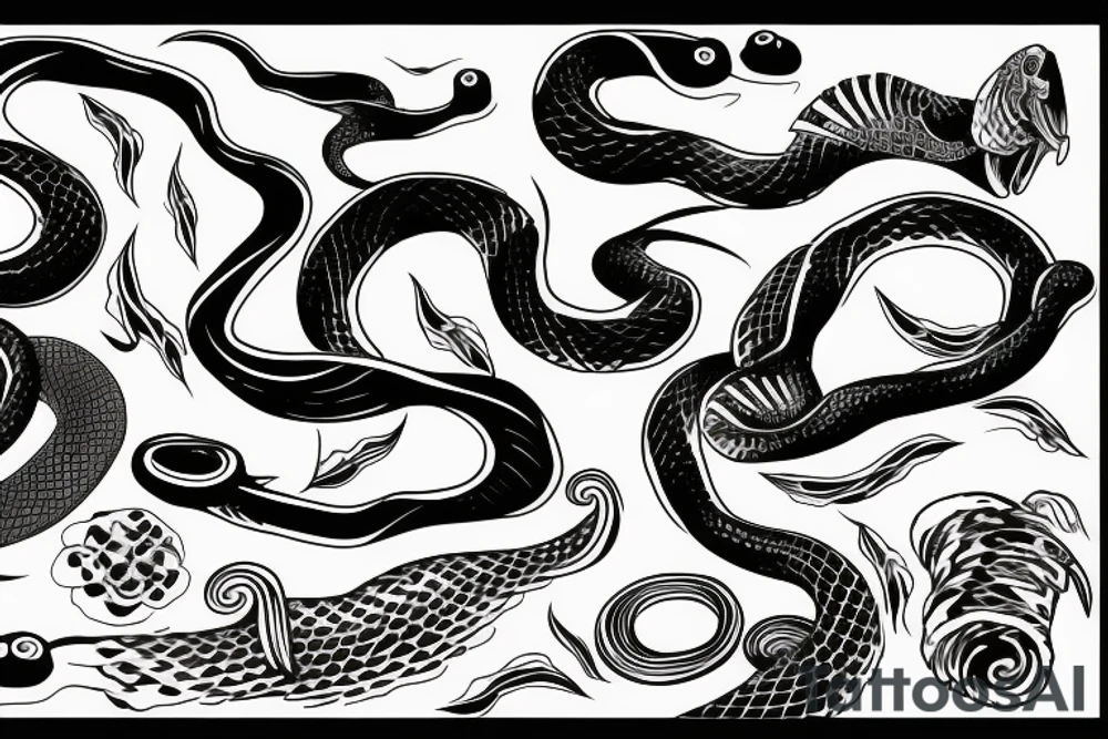 Black minimal snake tattoo idea