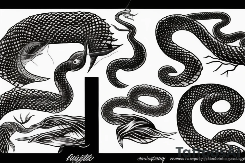 Black minimal snake tattoo idea