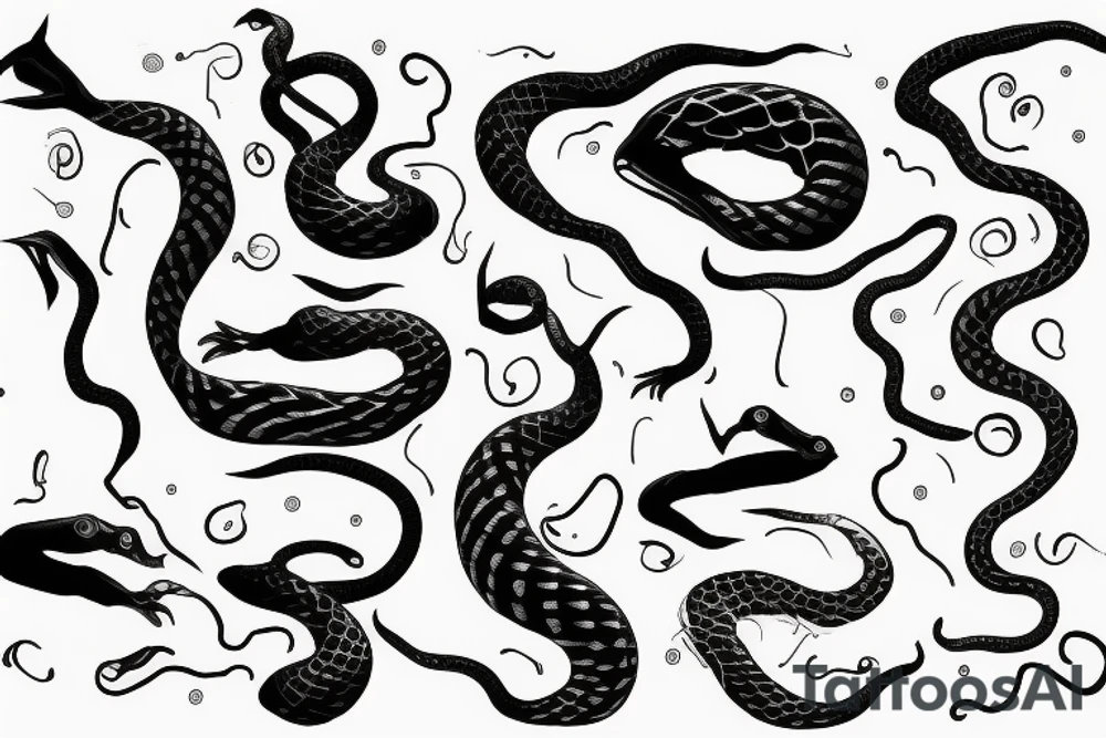 Black minimal snake tattoo idea