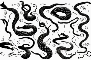 Black minimal snake tattoo idea