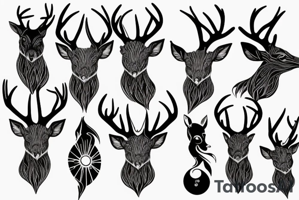 Scary Deer with blood splash tattoo idea