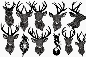 Scary Deer with blood splash tattoo idea