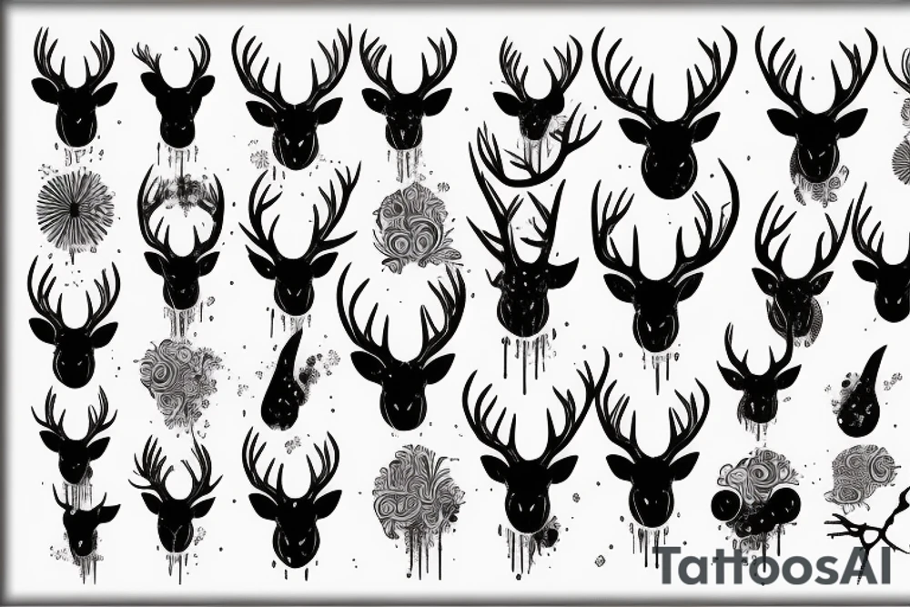 Scary Deer with blood splash tattoo idea