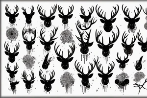 Scary Deer with blood splash tattoo idea