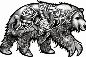 viking bear with axe tattoo idea