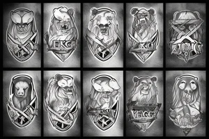 viking bear with axe tattoo idea