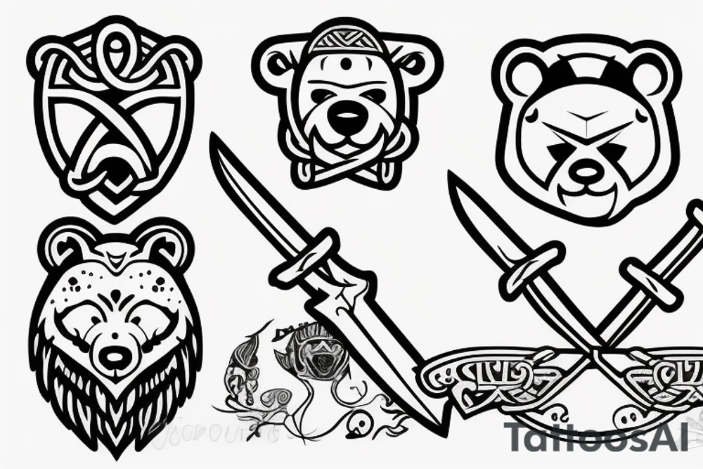 viking bear with axe tattoo idea