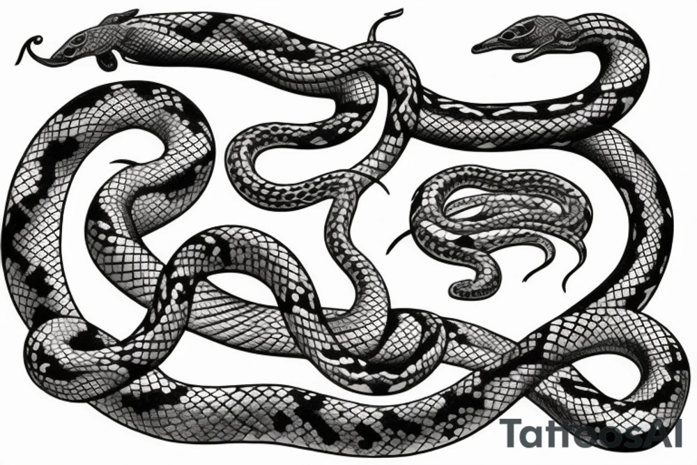 Sculpture with snakes around neck tattoo idea