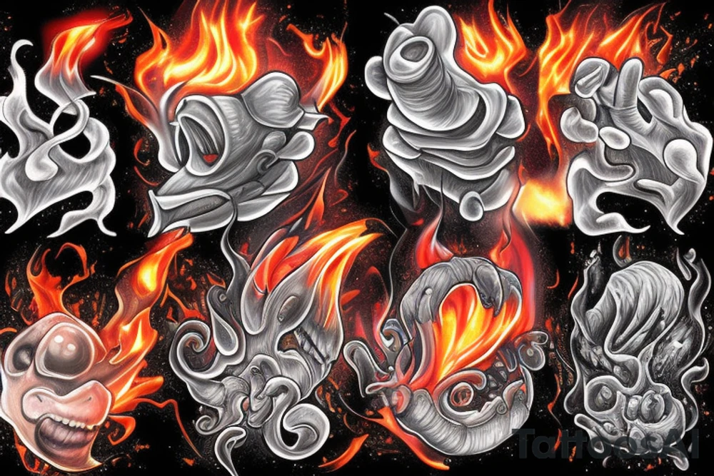 3d fire erupting from the depths of the earth tattoo idea