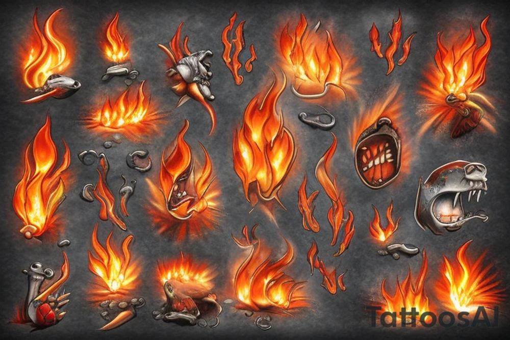 3d fire erupting from the depths of the earth tattoo idea