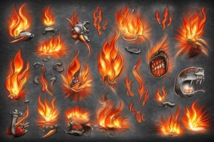 3d fire erupting from the depths of the earth tattoo idea