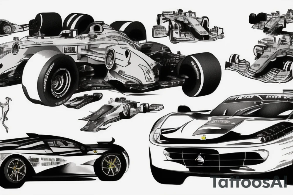 F1 ferrari car who win the race tattoo idea