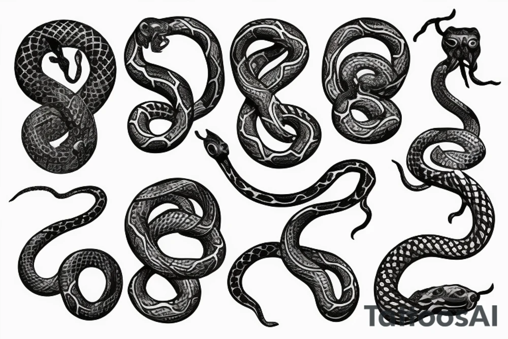 Sculpture with snakes around neck tattoo idea