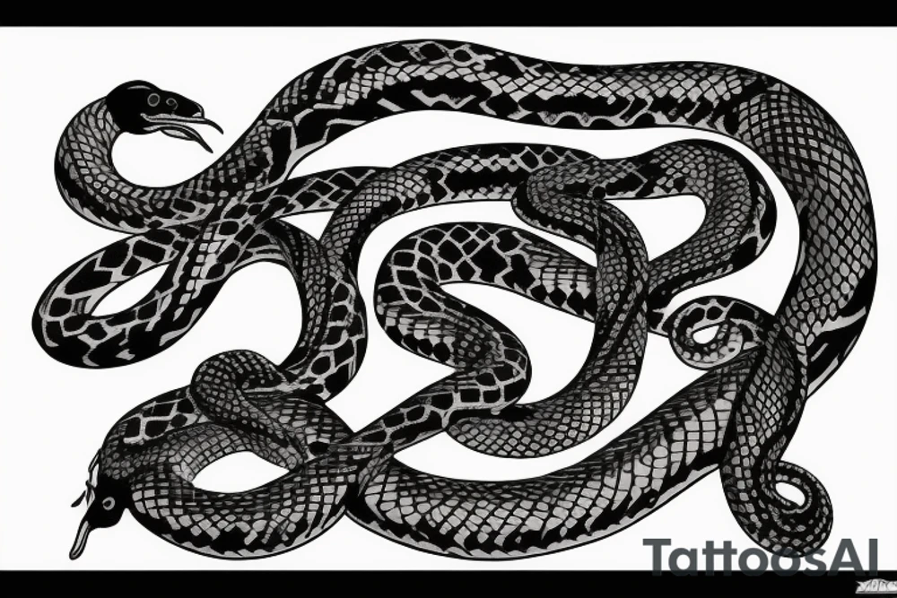 Sculpture with snakes around neck tattoo idea