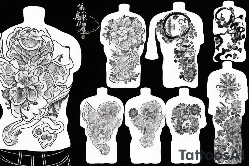 White elegant picock with kimono tattoo idea