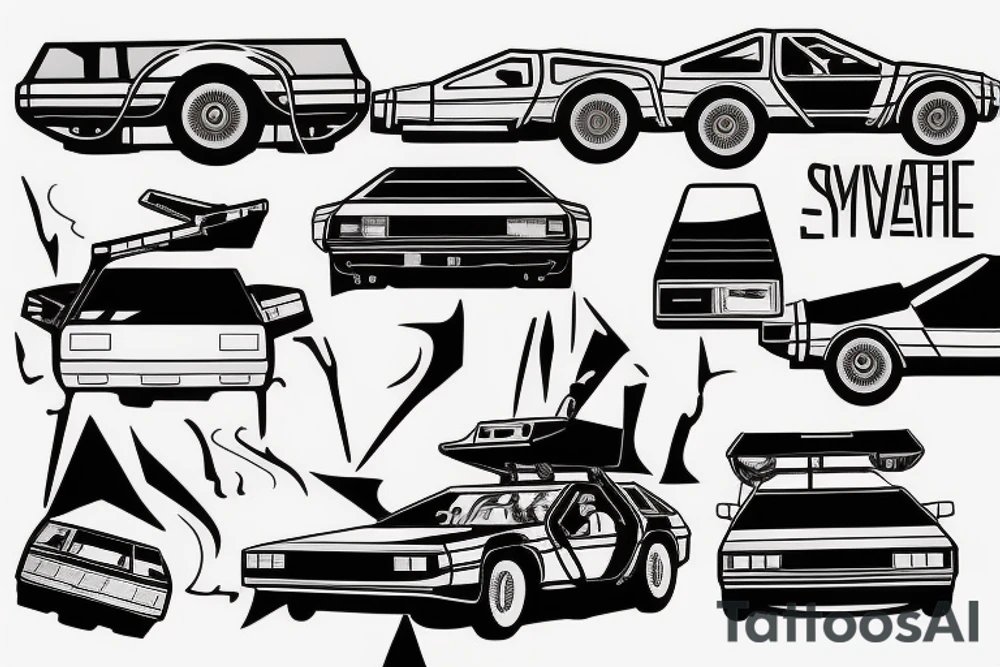 synthwave and Delorean tattoo idea