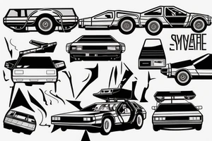 synthwave and Delorean tattoo idea