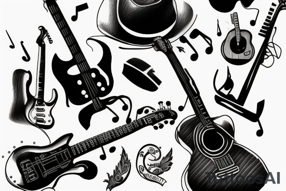 piano mix guitar tattoo idea
