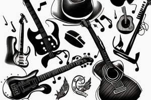 piano mix guitar tattoo idea