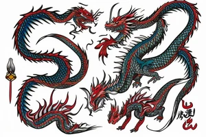 A color dragon with name is BEHNAZ tattoo idea