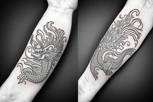 Japanese dragon bicep bracelet tattoo idea