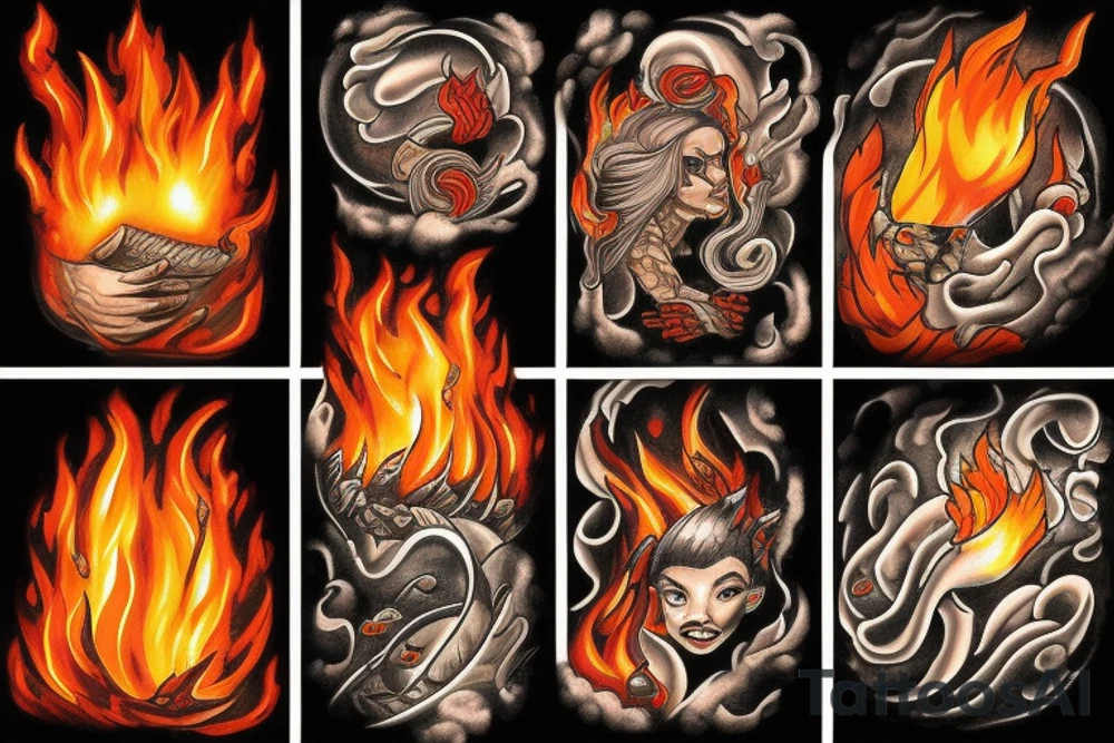 reappear fire erupting from the depths of the earth tattoo idea