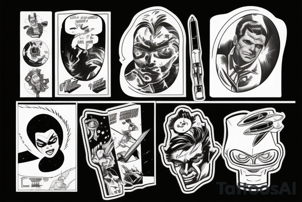 A retro sci fi comic book character tattoo idea