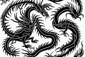Black dragon with cheese words tattoo idea