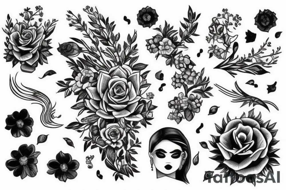 گل سه پر با ریشه tattoo idea