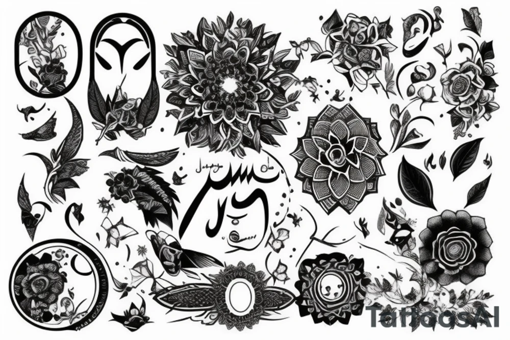 گل سه پر با ریشه tattoo idea