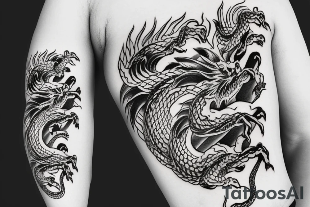 Japanese dragon bicep bracelet tattoo idea