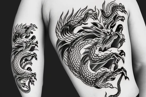 Japanese dragon bicep bracelet tattoo idea
