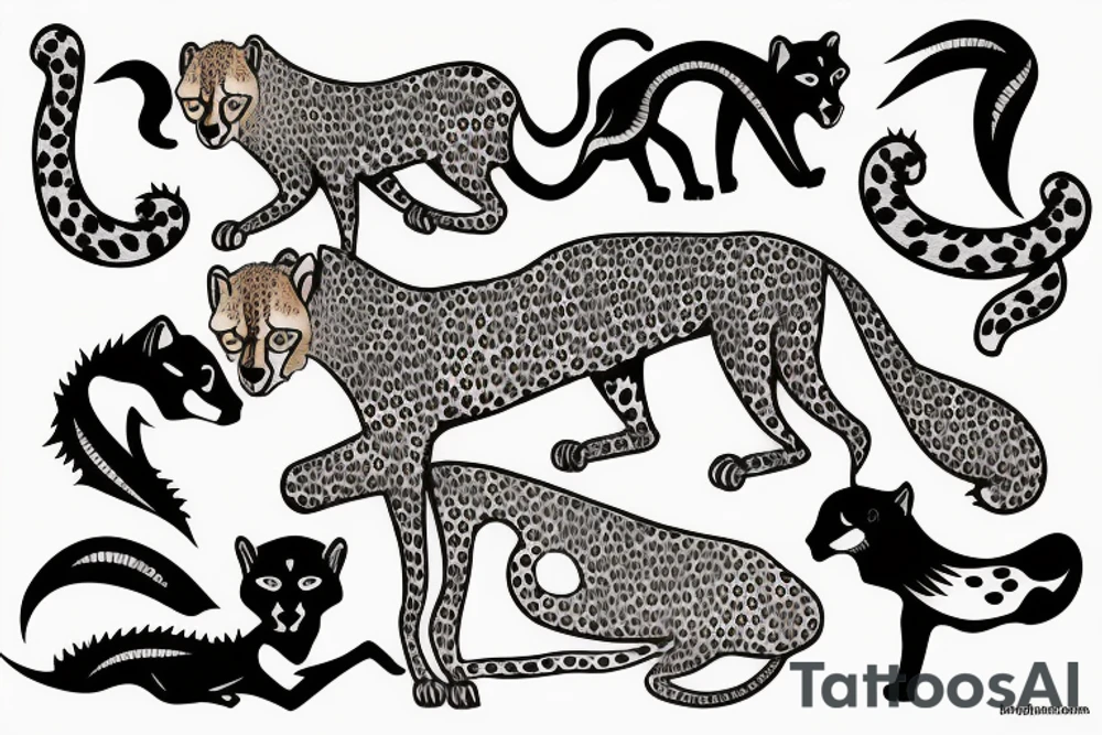 A cheetah from persian empire and persian style tattoo idea
