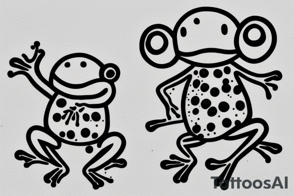 Cute frog sticking his head and hand out of an edge or line tattoo idea