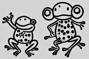 Cute frog sticking his head and hand out of an edge or line tattoo idea