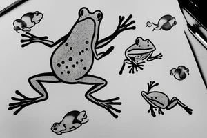 Cute frog sticking his head and hand out of an edge or line tattoo idea